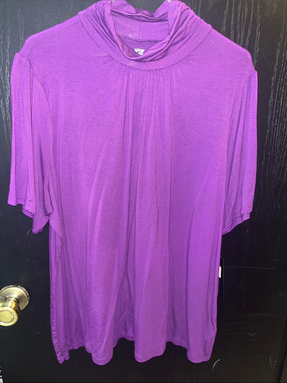 Apt. 9 Purple Short-Sleeve Mock Neck Tee